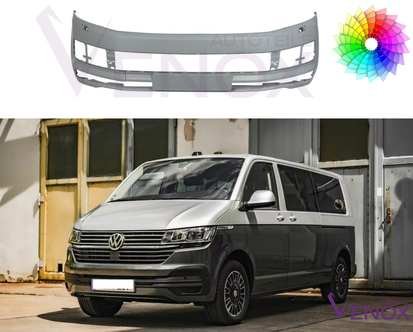 Predný nárazník VW T6 od 2015 SR ľubovoľná farba – Obrázok 2