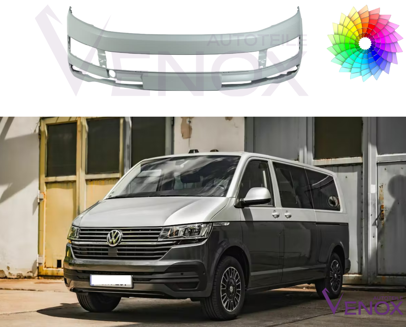 Predný nárazník VW T6 od 2015 ľubovoľná farba – Obrázok 2