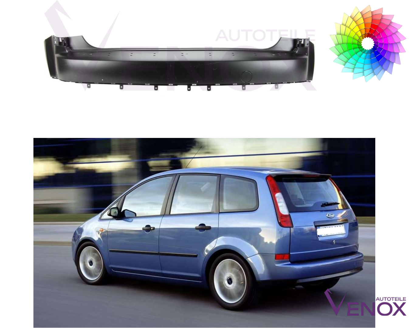 Zadný nárazník Ford Focus C-Max 03-07 ľubovoľná farba – Obrázok 2