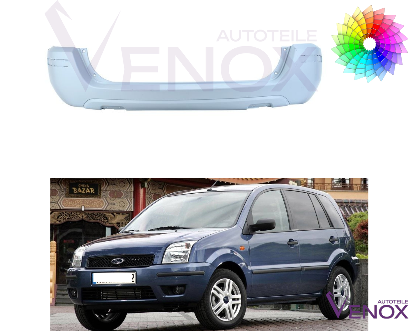 Zadný nárazník Ford Fusion Jus 02-05 ľubovoľná farba – Obrázok 2