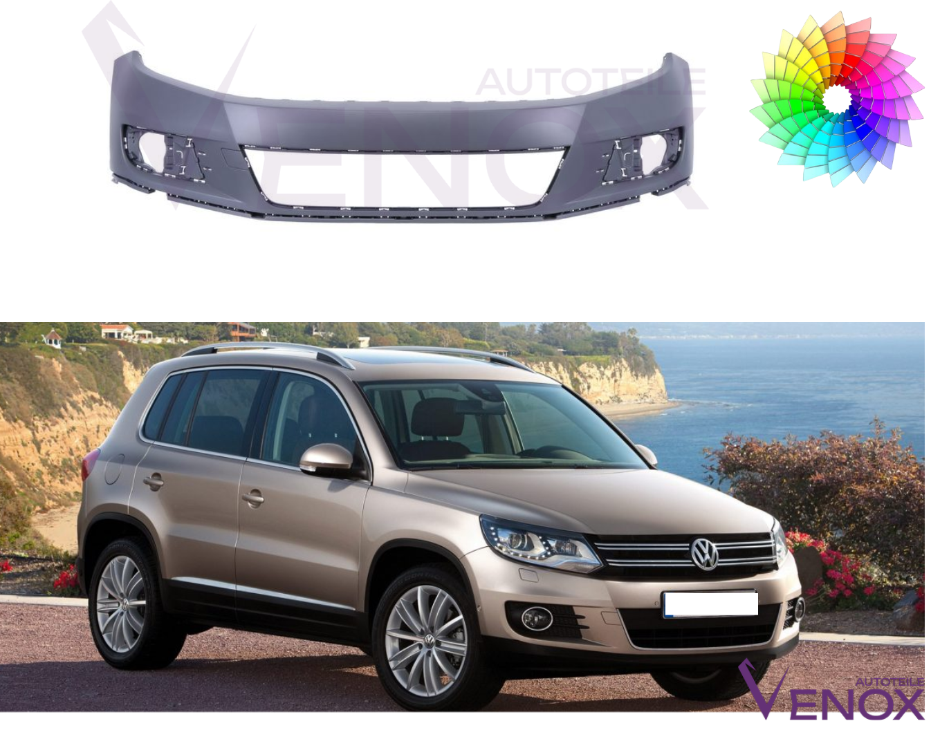 Predný nárazník VW Tiguan 5N 11-16 SR ľubovoľná farba – Obrázok 2