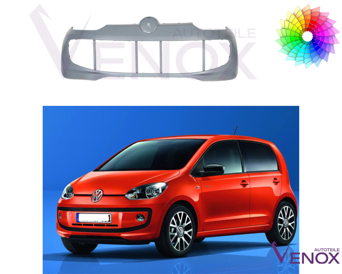 VW UP predný nárazník! 12-16 ľubovoľná farba – Obrázok 2