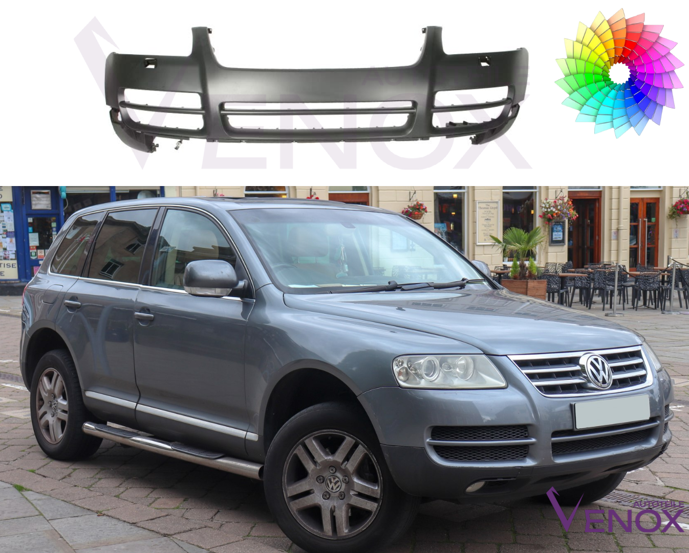 Predný nárazník VW Touareg 7L 02-06 SR+- ľubovoľná farba – Obrázok 2