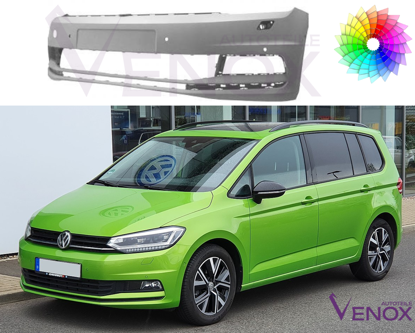 Predný nárazník VW Touran 5T od 2015 SR 4xPDC ľubovoľná farba – Obrázok 2
