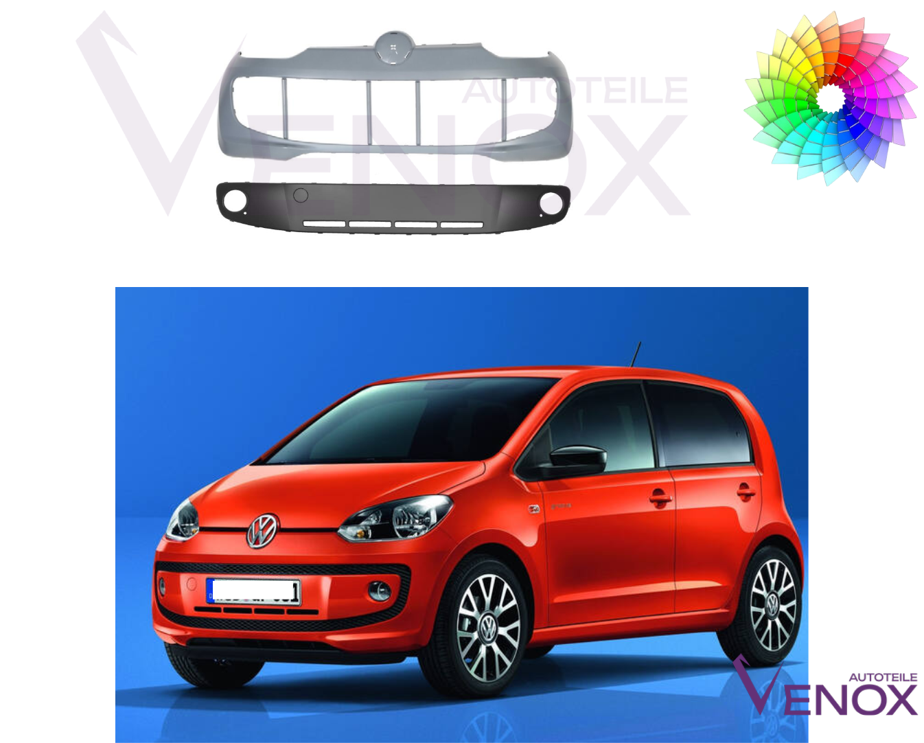 VW UP predný nárazník! 12-16 NSW ľubovoľná farba – Obrázok 2