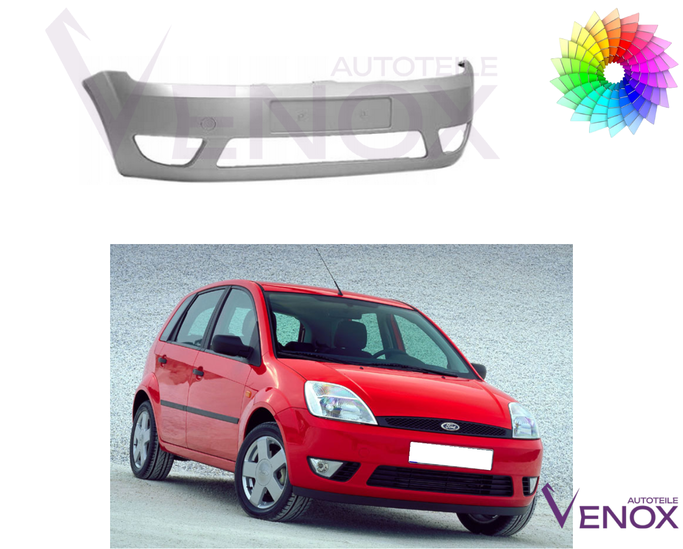 Predný nárazník Ford Fiesta Mk6 02-05 ľubovoľná farba – Obrázok 2