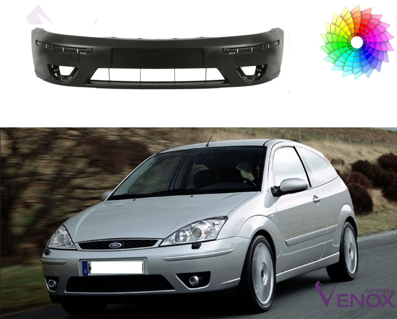 Predný nárazník Ford Focus Mk1 01-04 ľubovoľná farba – Obrázok 2
