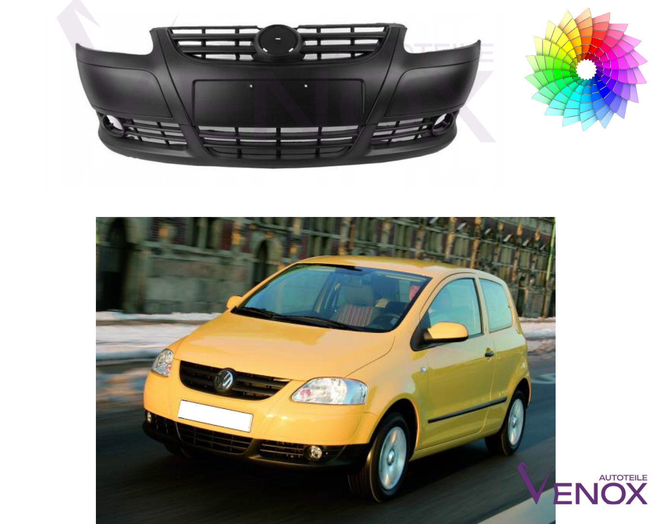Predný nárazník VW Fox Od 2005 NSW ľubovoľná farba – Obrázok 2
