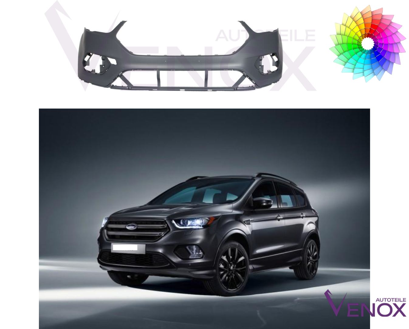 Predný nárazník Ford Kuga II 16-20 SR PDC ľubovoľná farba – Obrázok 2